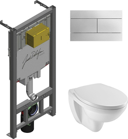 Купить комплект унитаза с инсталляцией Jacob Delafon Patio E21734RU-00 кнопка хром не дорого