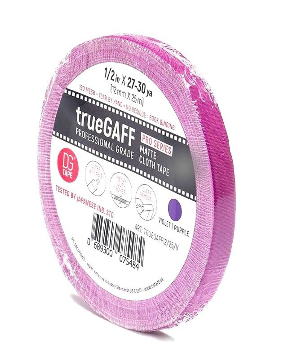 Профессиональный тейп 120mesh @trueGAFF 12мм/25м - Фиолетовый на тканевой основе  для киносъемок и сцен тип Gaffer Pro tape