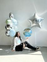 Воздушные шары на 1 сентября «Ты можешь всё» с глобусом и звездой №4055