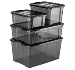 Ящик для хранения с замками КИП 45 л 385x580x280 чёрный прозрачный