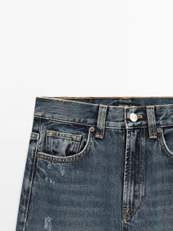 Massimo Dutti Джинсы с высокой талией и широкими штанинами, средне-синий