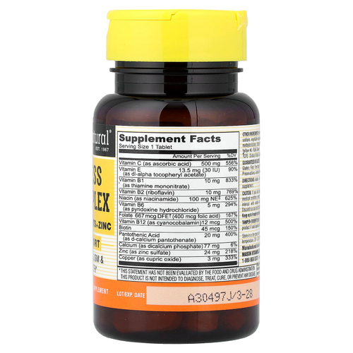Mason Natural, Stress B-Complex, витамины группы B с антиоксидантами и цинком, 60 таблеток