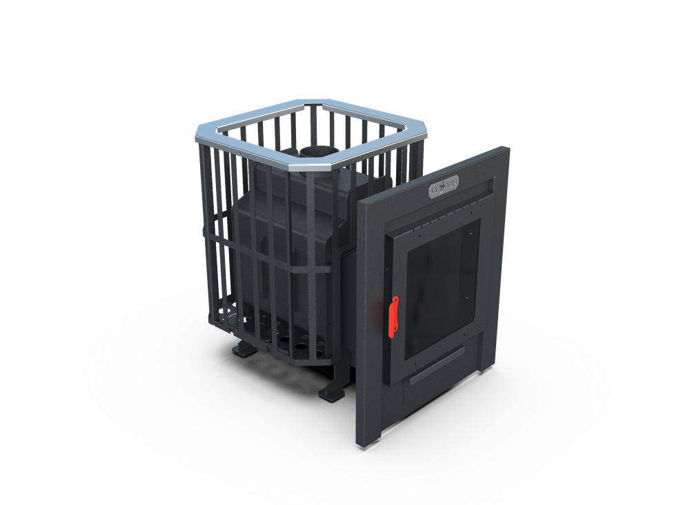 Банная печь Душа- 15 Сетка Высечка панорама 8мм