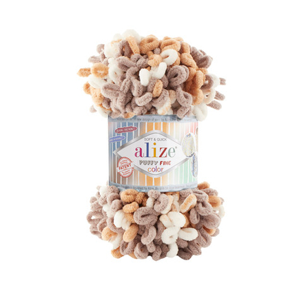 Пуффи файн колор (Puffy fine color) пряжа Alize 100%микрополиэстер 5х100г/14.5 м (6403)