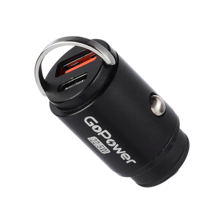 Зарядное устройство автомобильное GoPower GPQC12 1USB+1Type-C 22.5W Mini черный
