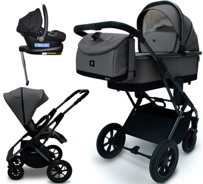Коляска 4 в 1 Sweet Baby Ricci Air + автокресло Elegante Plus с базой i-Size ISOFIX DK780 Steel Grey (Air)