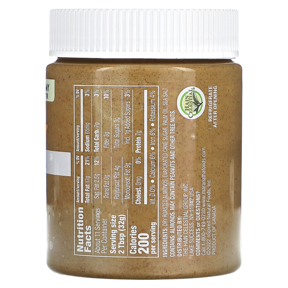 MaraNatha, паста из натурального калифорнийского миндаля, кремообразная, 340 г (12 унций)