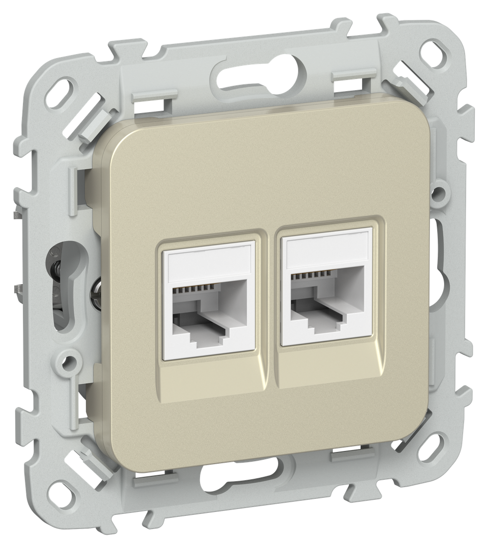 FLITE Розетка 2-местная RJ45/RJ11 категория 6/3 UTP РКТ6/3-2-0-ФлШ шампань IEK