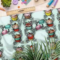 Ткань габардин кремовые пирожные