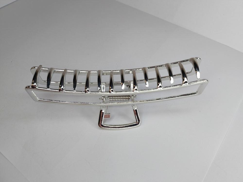 Заколка-краб для волос. 11 см. Металл. Цвет Белый. Усиленная