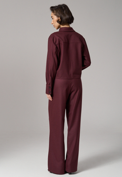 Рубашка-жакет укороченная бордовая