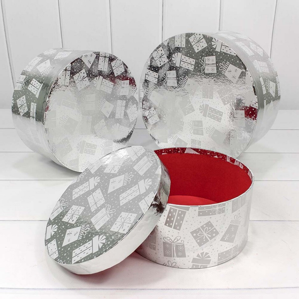 
          Коробка 25.5 х 11.5 см Набор 3 шт "Подарки" (Серебро)