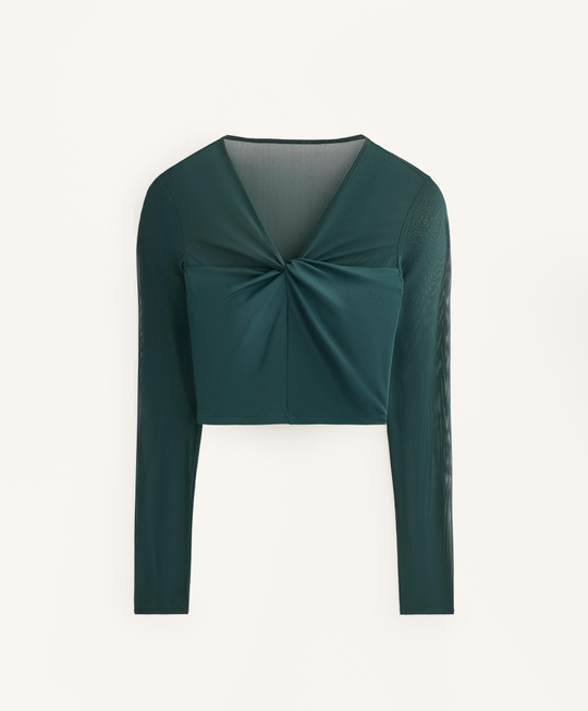 Oysho Топ Comfortlux с длинным рукавом из сетки, бутылочный