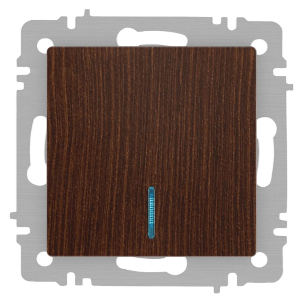 Выключатель Intro Accent 6-102-10 с подсветкой, 10А-250В, IP20, СУ, AL/CU, венге