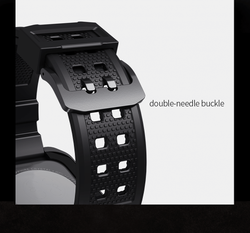 Черный металлический чехол-бампер от Nillkin DynaGuard Wristband Case для часов Apple Watch Series 7 и 8, 45мм, в комплекте с ремешком из ТПУ с двойным замком