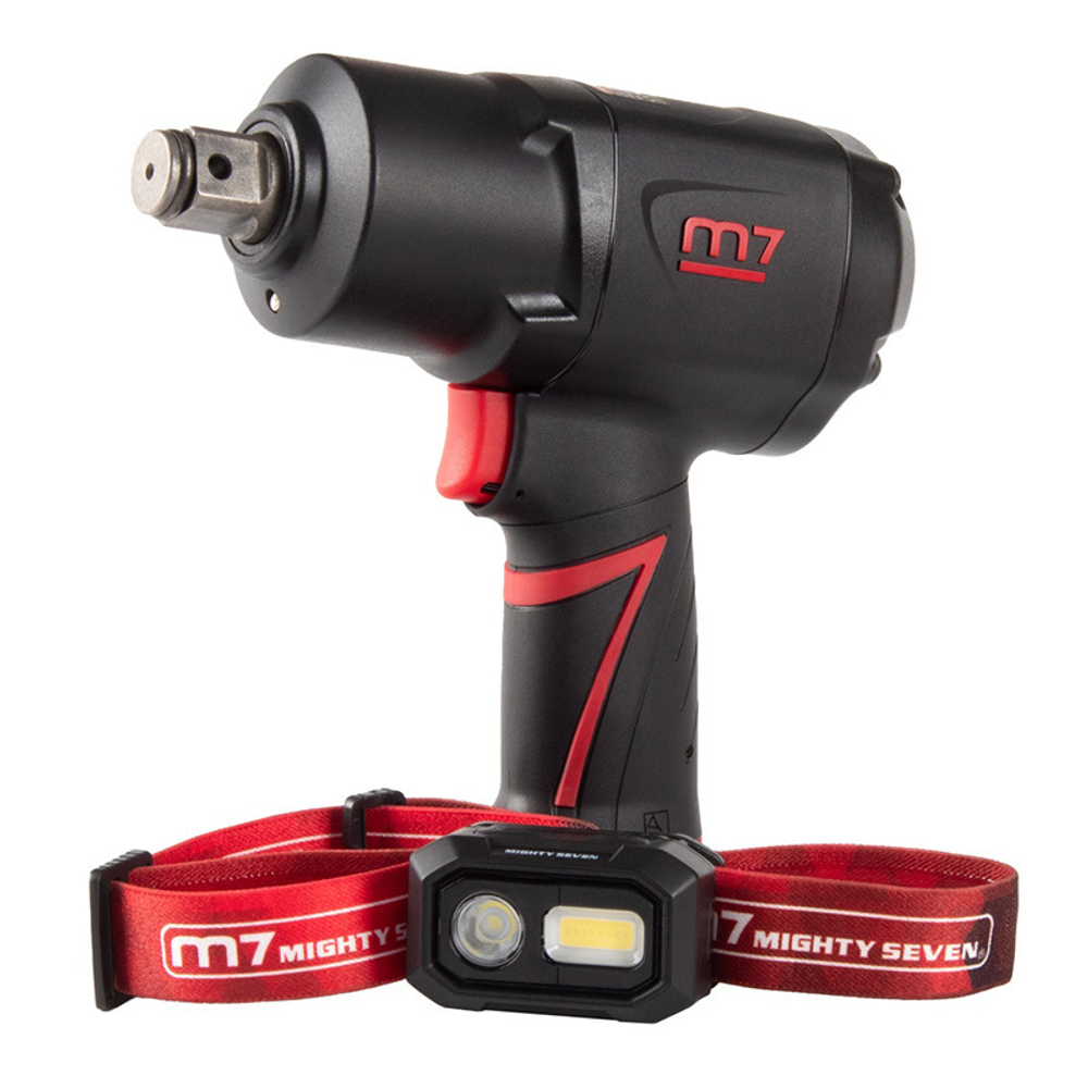 MIGHTY SEVEN (NC-6255QL) Гайковерт пневматический ударный 3/4", 1898 Нм, в комплекте налобный фонарь