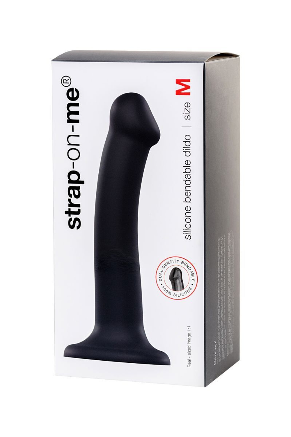 Черный фаллос на присоске Silicone Bendable Dildo M - 18 см. (Цвет: черный)