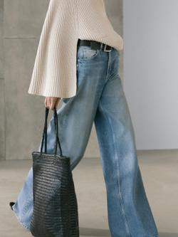 Massimo Dutti Джинсы с высокой талией и широкими штанинами, светло-голубой