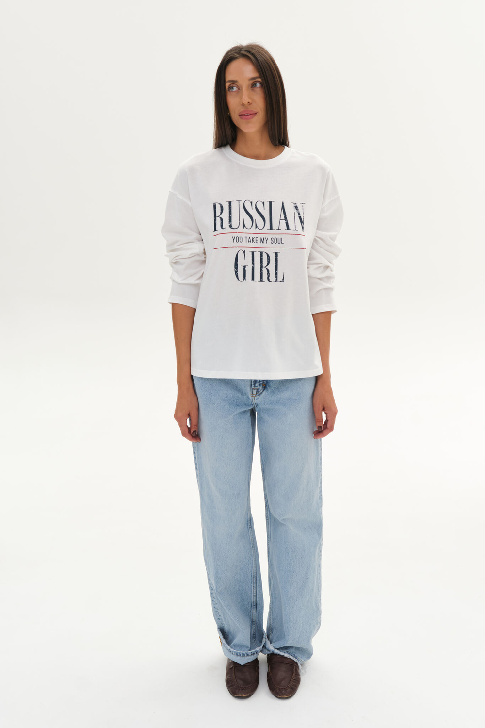 Лонгслив RUSSIAN GIRL | Молочный