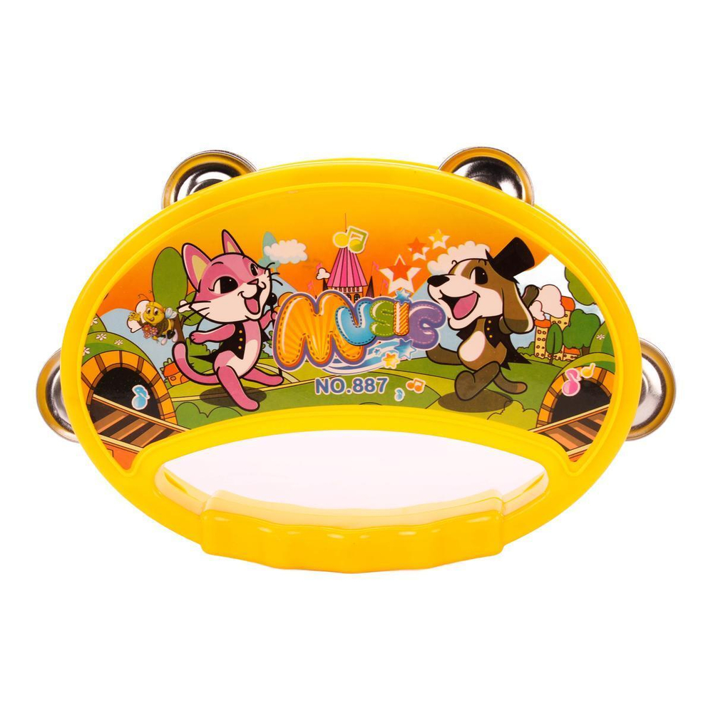 Бубен 16см, желтый, пакет 887E