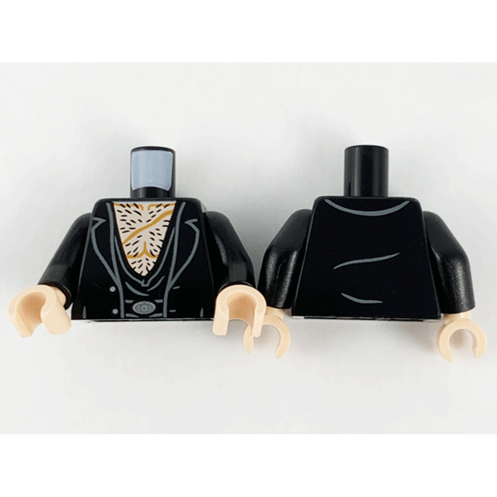 Пиджак и жилет без рубашки, Грудь светло-коричневого цвета, Черные бакенбарды, Темно-оранжевый шрам и рисунок контуров мышц / Черные руки / Кисти светло-коричневого цвета 973pb4054c01