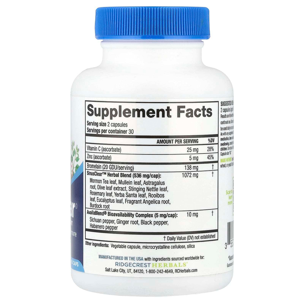 RidgeCrest Herbals, SinusClear, 60 веганских капсул