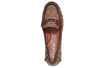 COACH leather fabric round toe hooded flat shoes women's brown