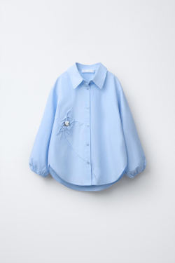 ZARA РУБАШКА С КЛАССИЧЕСКИМ ВОРОТНИКОМ, СИНИЙ