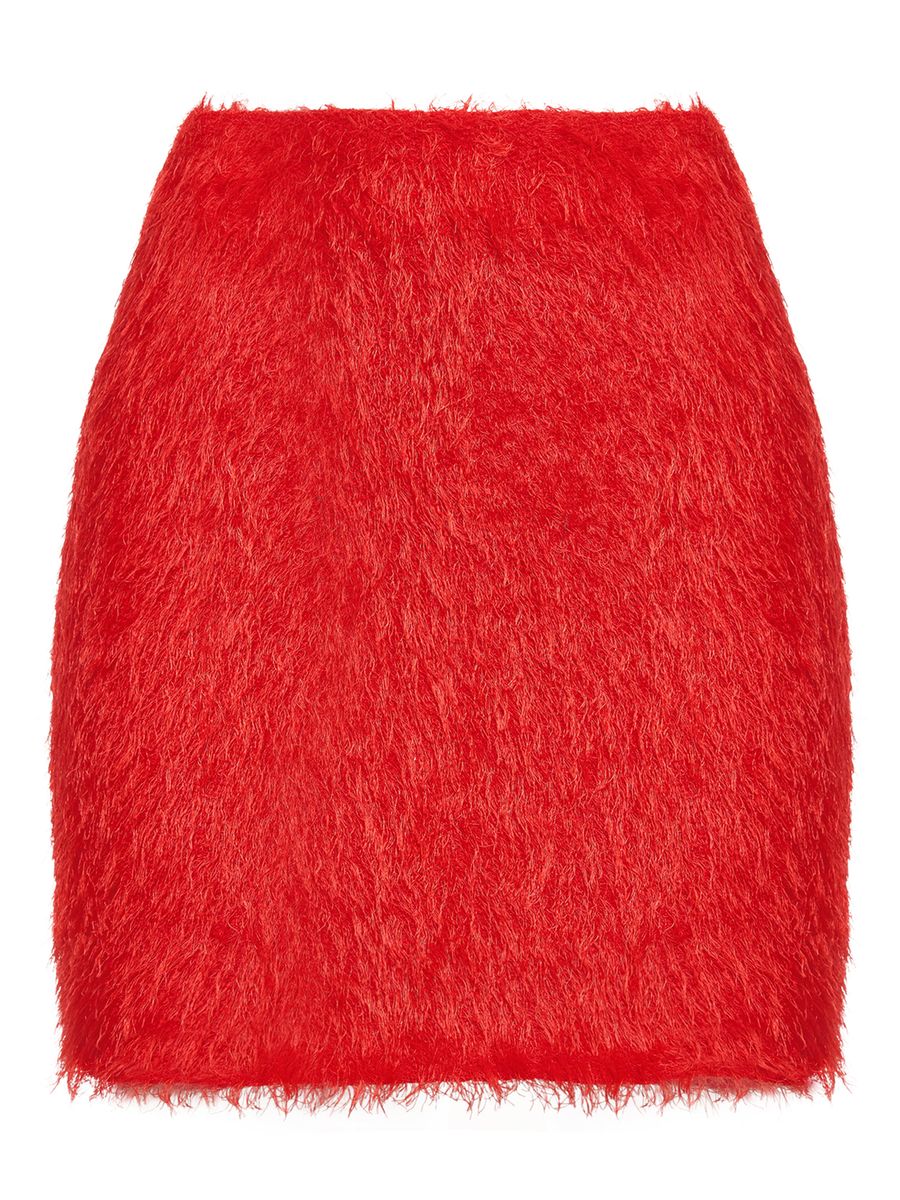 Юбка пушистая мини красная
