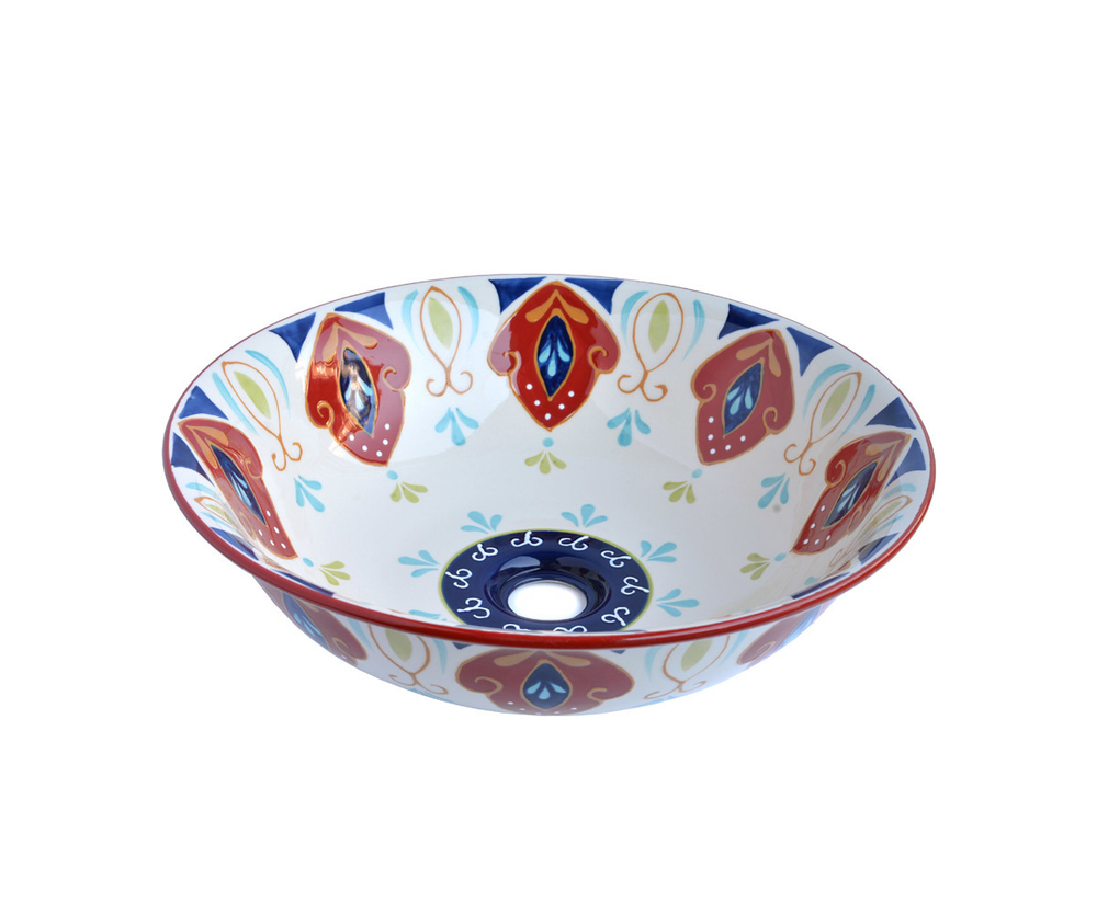 Раковина-чаша Bronze de Luxe Козетта с Тюльпаном на столешницу с декором, 420х420х130