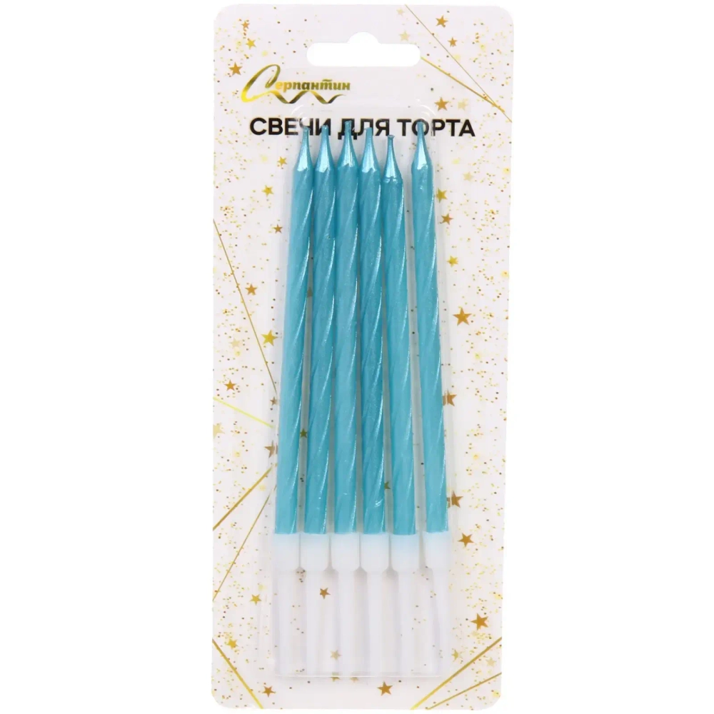 Свечи в торт «Веселье» 6 шт. 10,5 см, нефрит