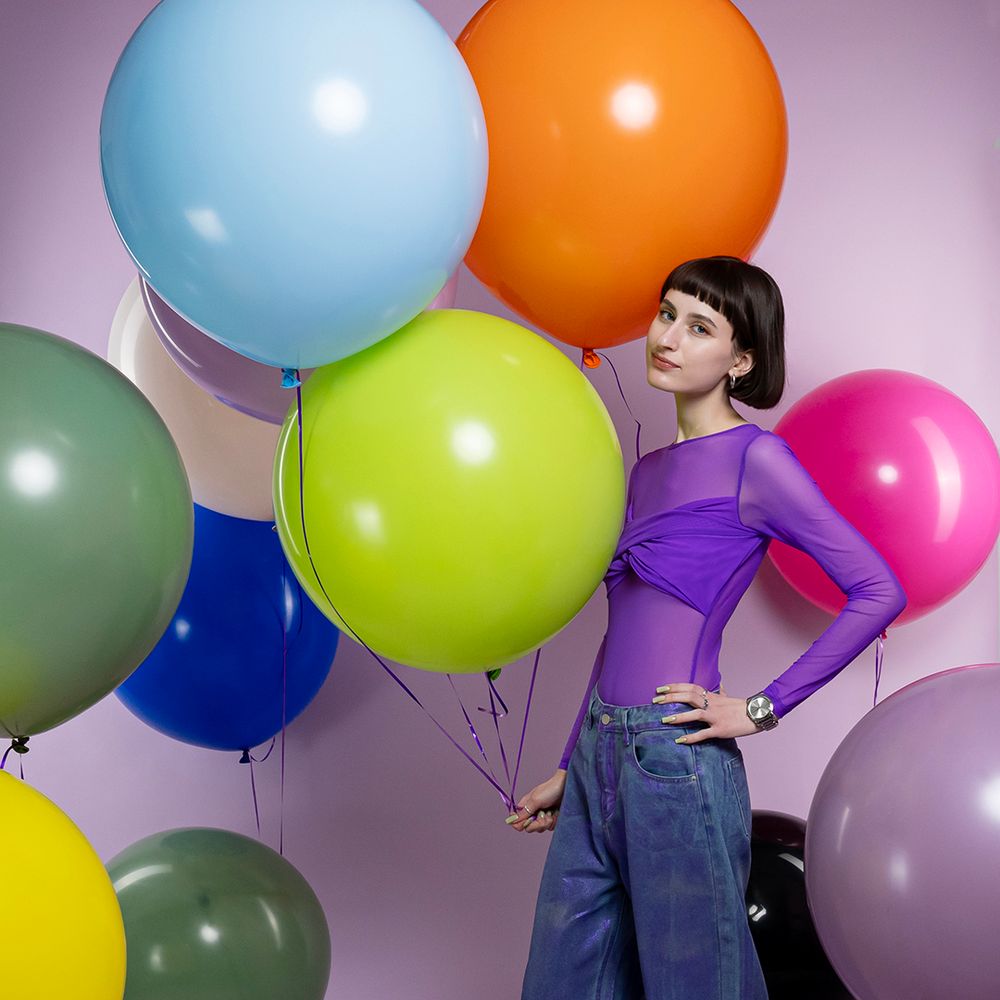 Шар (24''/61 см), Нежно-голубой, макарунс, 3 шт.