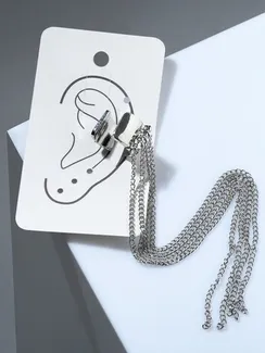Серьга "Каффа" 4 цепочки, цвет серебро