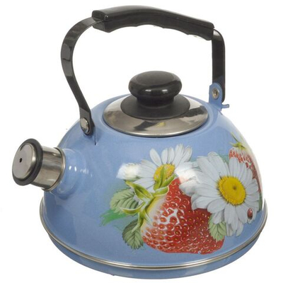 Чайник сталь, эмал, 2.5 л, свист, подв ручк, Рубин, С2533, син туман, TМ04/25/08/05 /13/14