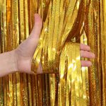 Занавес Дождик Лазерный, Золото, Голография, 100*200 см, 1 шт.