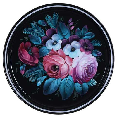 Жостовский поднос декоративный, размер 30 см (A9), металлический