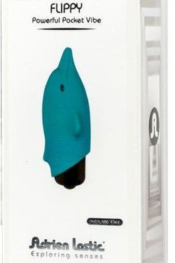 Голубой вибростимулятор-дельфин Lastic Pocket Dolphin - 7,5 см.