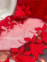 Кружево красное с вышитыми цветами "Лилии" 260 мм