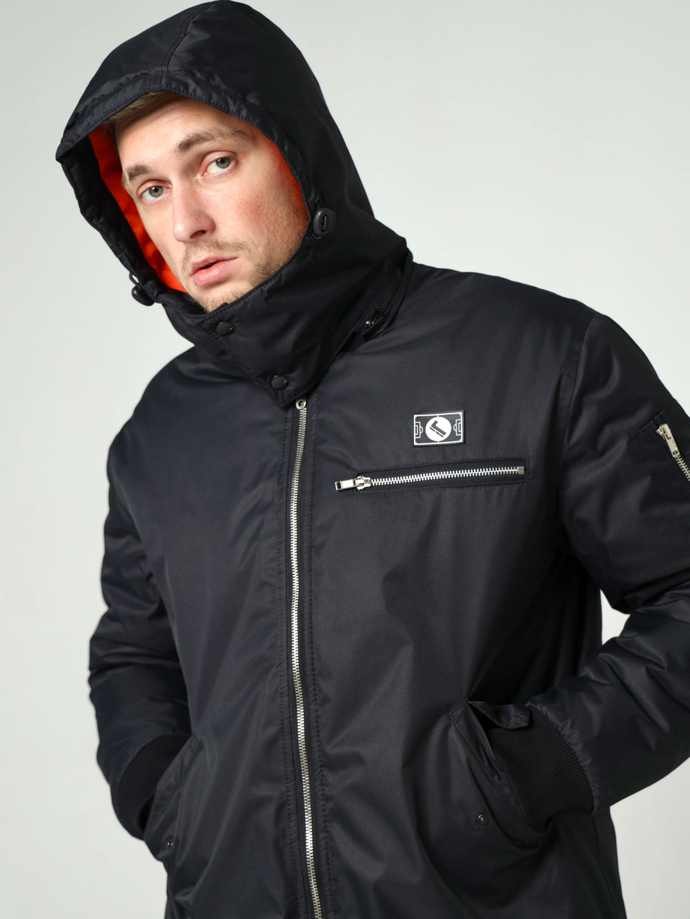 Бомбер мужской утепленный черный Город Горький