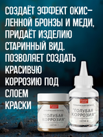 Комбо химических патин (голубая коррозия+коррозия железа+атлантида+окисленная медь+грунт унив.прозрачный 20 мл)
