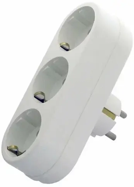 Тройник сетевой 16A линейный белый TOKER 3L3