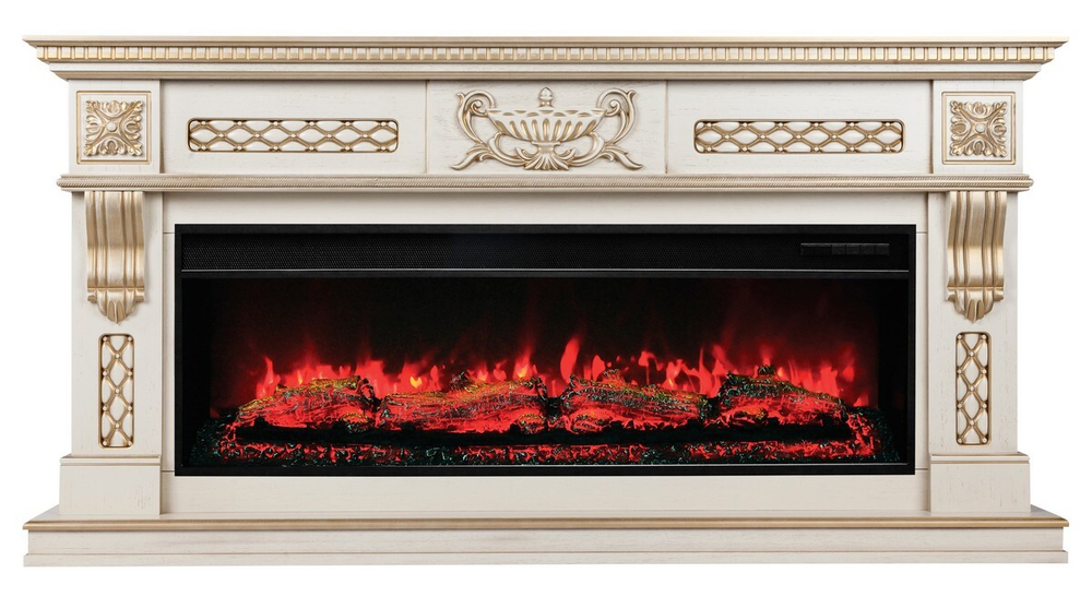 Электрокамин RealFlame Corsica 52 WT белый дуб с золотой патиной c очагом Joker 52