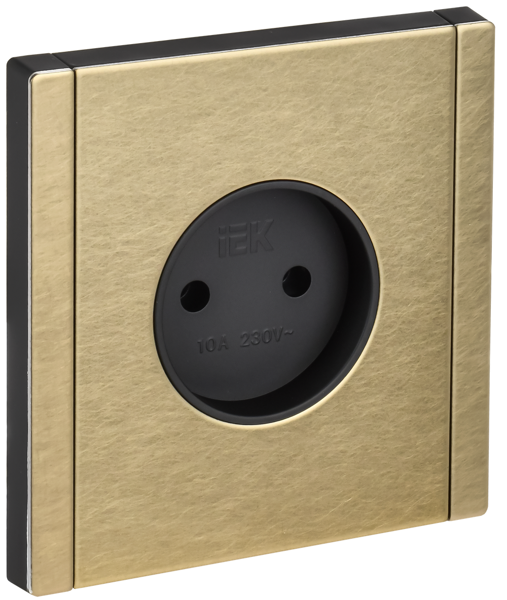 FORTE&PIANO Розетка 1-местная без заземления без защитных шторок винтовое крепление 10А FP618M металл шампань IEK