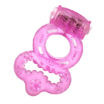 Розовое эрекционное кольцо с вибратором и подхватом ToyFa Basic 818037-3