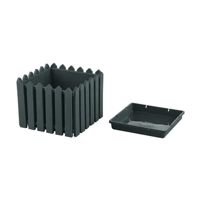 Кашпо Лардо квадратное среднее темно-зеленый 284х218мм