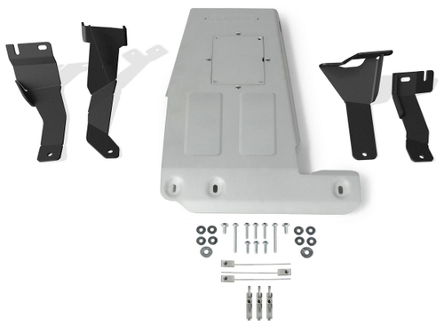 Защита картера Rival для Jeep Wrangler JL (V - 2.0T; 3.6) 2017-н.в., штампованная, алюминий 6 мм, с крепежом, 2333.2744.1.6
