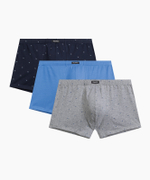 Мужские трусы шорты Atlantic, набор из 3 шт., хлопок, серый меланж + голубые + темно-синие, 3MH-209