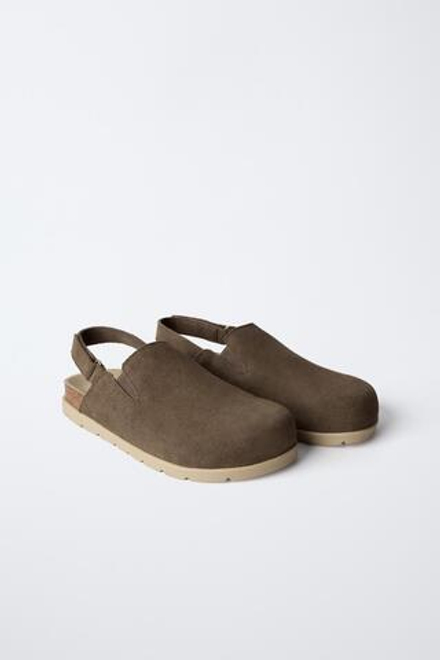ZARA КОЖАНЫЕ САБО, КОРИЧНЕВЫЙ