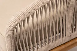 "Канны" кресло плетеное из роупа, основание дуб, роуп бежевый круглый, ткань бежевая 15052