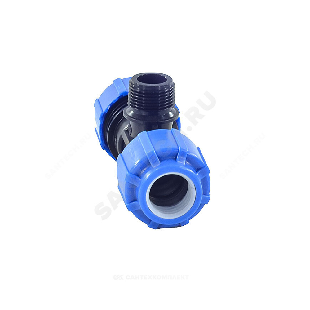 Тройник компрессионный ПЭ Дн 25х1/2"х25 НР Ру16 ТПК-АКВА 51251225